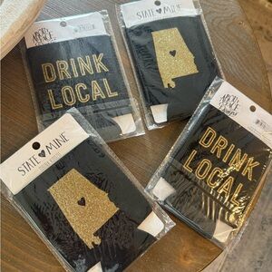 State of Alabama Drink Local Black and Gold Koozies